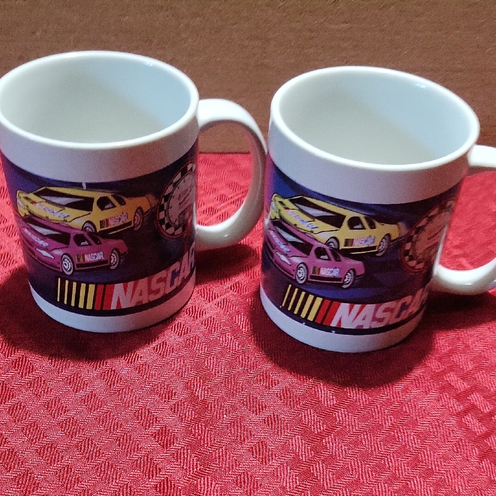 NASCAR Racing Mugs with Colorful Car Graphics